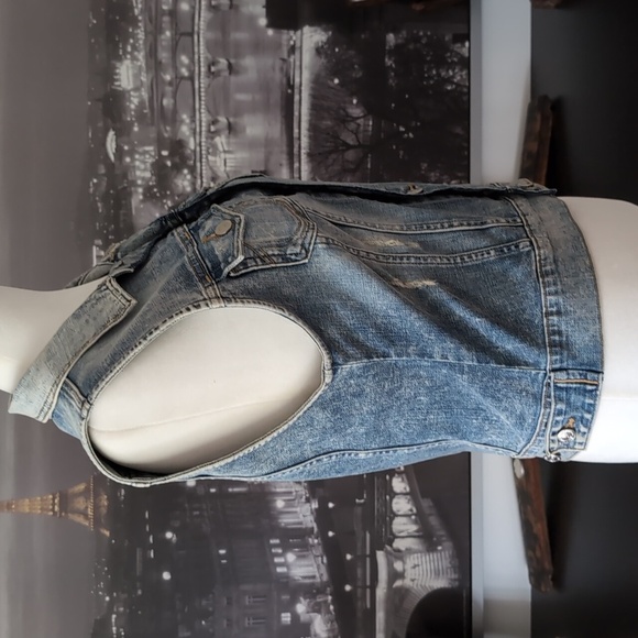 True Religion Blue Jeans Classic Distressed Style Women's Vest,Size XS. - Picture 4 of 10